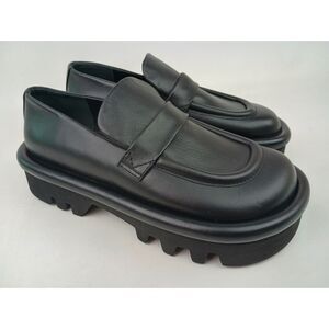 JW Anderson Women's Black Leather Bumper Loafer Shoes Size 39